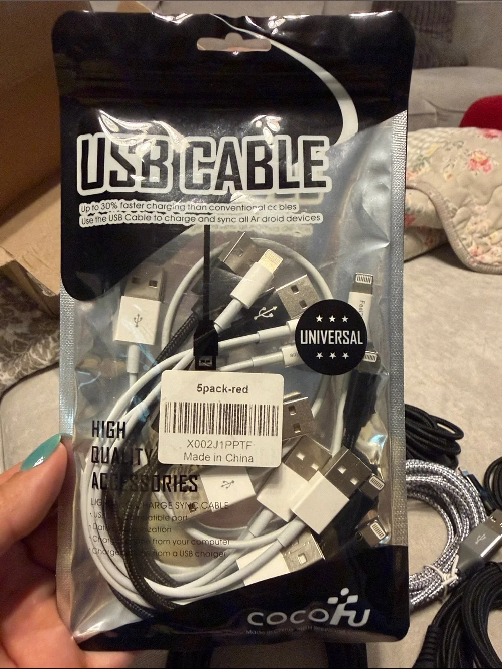 Universal USB Charging Cables – Black, Red, Gray – multiple lengths